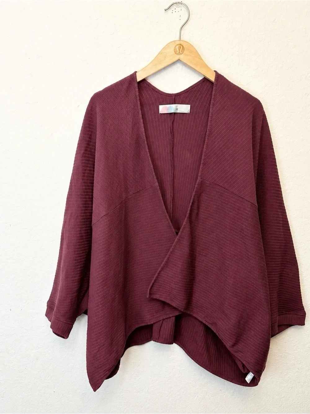 Free People FP Beach Ribbed Cocoon Cardigan Burgundy Size XS/S